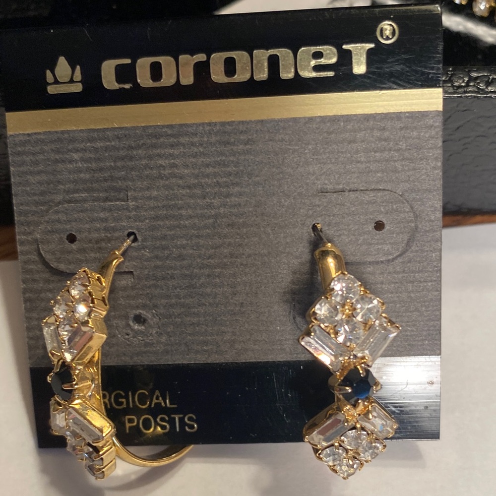Coronet Gold-Tone Crystal Drop Earrings in Clear
